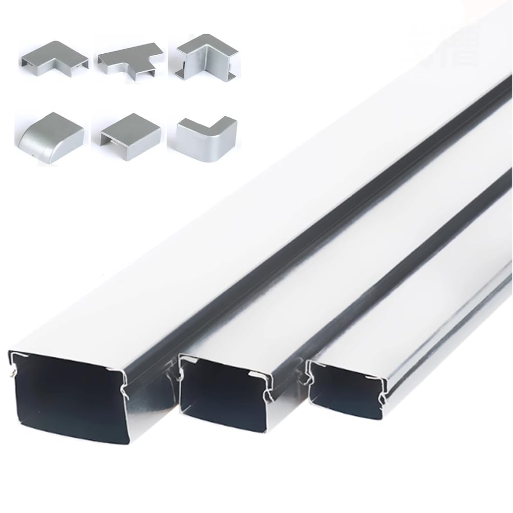 Kanał kablowy ze stali nierdzewnej, miniaturowy kanał, różne rozmiary, aluminiowy do podłogi i ściany, zestaw zarządzania kablami, opakowanie 7 szt(50x25mm)