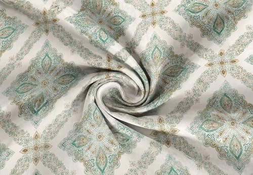 Image of Cotton Bolls Textiles Flat Bedsheet 90x90 Inch with 2 Pillow Covers - Soft Breathable, Printed Bedding Set for Double Bed