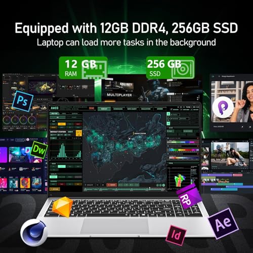 Image of 15.6 inch Laptop Computer DDR4 12GB RAM 256GB SSD,traditional laptop computers with N4000 (Up to 2.60 GH) 15.6 Inch FHD Display 1920*1080,Lightweight Lap top-For Students /Commuters /Business Professionals