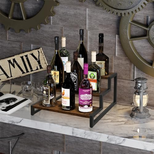 Image of YINMIT Tiered Display Stand Riser Shelf, Wooden Spice Rack Organizer for Countertop, 3 Tier Kitchen Counter Shelf