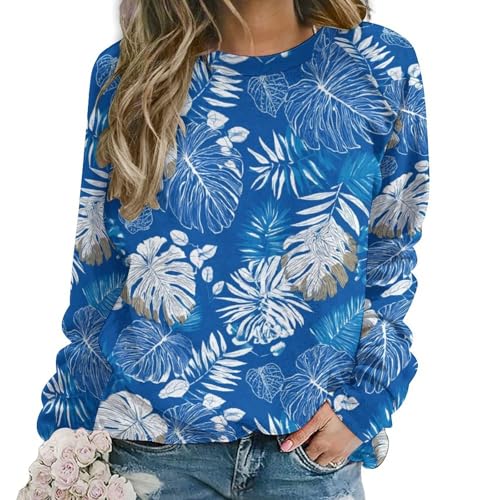 Sweat graphique pour femme à col rond et imprimé plante hawaïenne