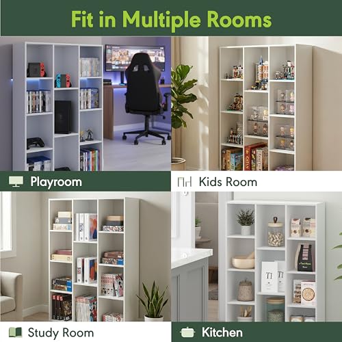 Furinno LUDER Book Shelf, 11-Cube Bookshelf, Reversible Cube Storage Bookcase, Open Storage Shelf, Closed Back 9.4 x 29.1 x 41.7, for Living Room, Bedroom, Home Office, White - image 8