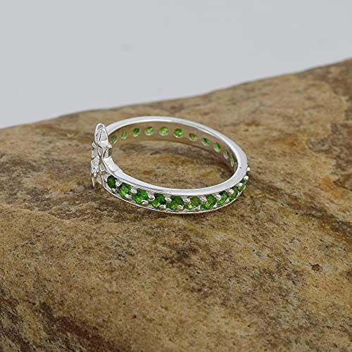 Buy AZURFA Chrome Diopside Gemstone 925 Sterling Silver Stackable Ring