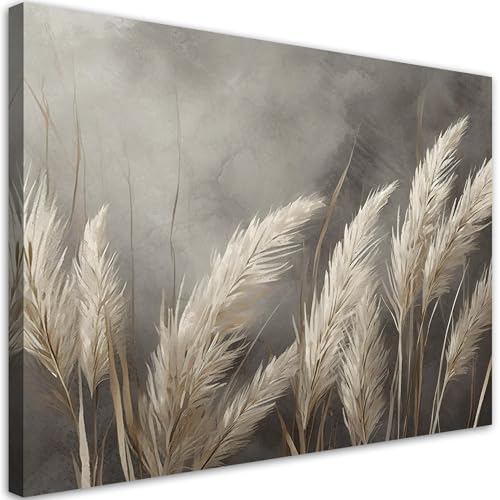 Feeby Bilder - Foto Geschenk - Gras Natur Botanik Grau - 45x30 cm 1tlg - Leinwandbilder Wohnzimmer - Wandbild über dem Bett - Bild Schlafzimmer - Aesthetic Zimmer Deko - Modern Pictures