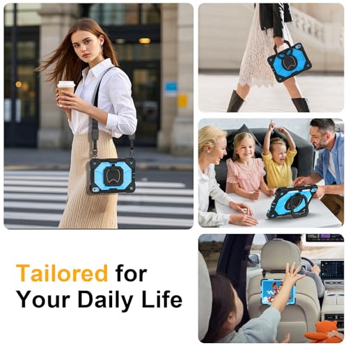 Image of Case for iPad A16 11th /10th Generation 11 inch /10.9 inch 2025 /2022, Ubearkk for iPad a16 case with Screen Protector, 360 Degree Rotating Stand Shoulder Strap Pencil Holder, Black Blue