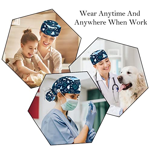Chapeaux bouffants requins bleus ajustables anti-sueur