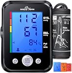 Moniteur de pression artérielle Easy@Home pour usage domestique : pas de Bluetooth, synchronisation des données via Smart Scan à l'application MyHeartPal gratuite, tensiomètre automatique avec affichage d'hypertension rétroéclairé 3 couleurs et 2 utilisateurs, EBP-095 Noir
