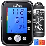 Blood Pressure Monitor for Home Use: No Bluetooth, Data Sync via Smart Scan to Free MyHeartPal App - Easy@Home Upper Arm Large Cuff BP Machine - Automatic Tensiometer with 3-Color Backlit Hypertension Display and 2 Users | EBP-095 Black