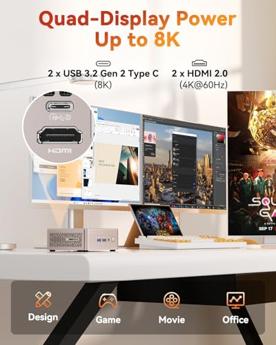 Image of GEEKOM A5 Mini PC with AMD Ryzen 7 5800H, 3-Year Coverage, 32GB RAM(Upgradable, Not LPDDR)&512GB M.2 NVMe SSD, Windows 11 Pro Desktop Computer,SD Slot, 8K, Dual HDMI | Wi-Fi 6, BT 5.2 | Home & Office