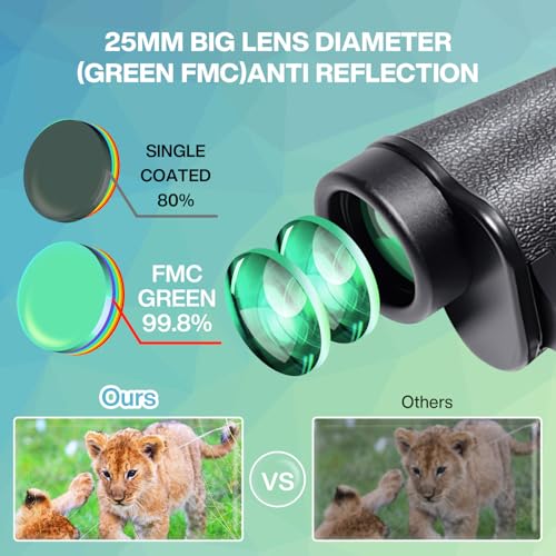 Binoculares compactos 10x25 para adultos con bolsa miniatura 3