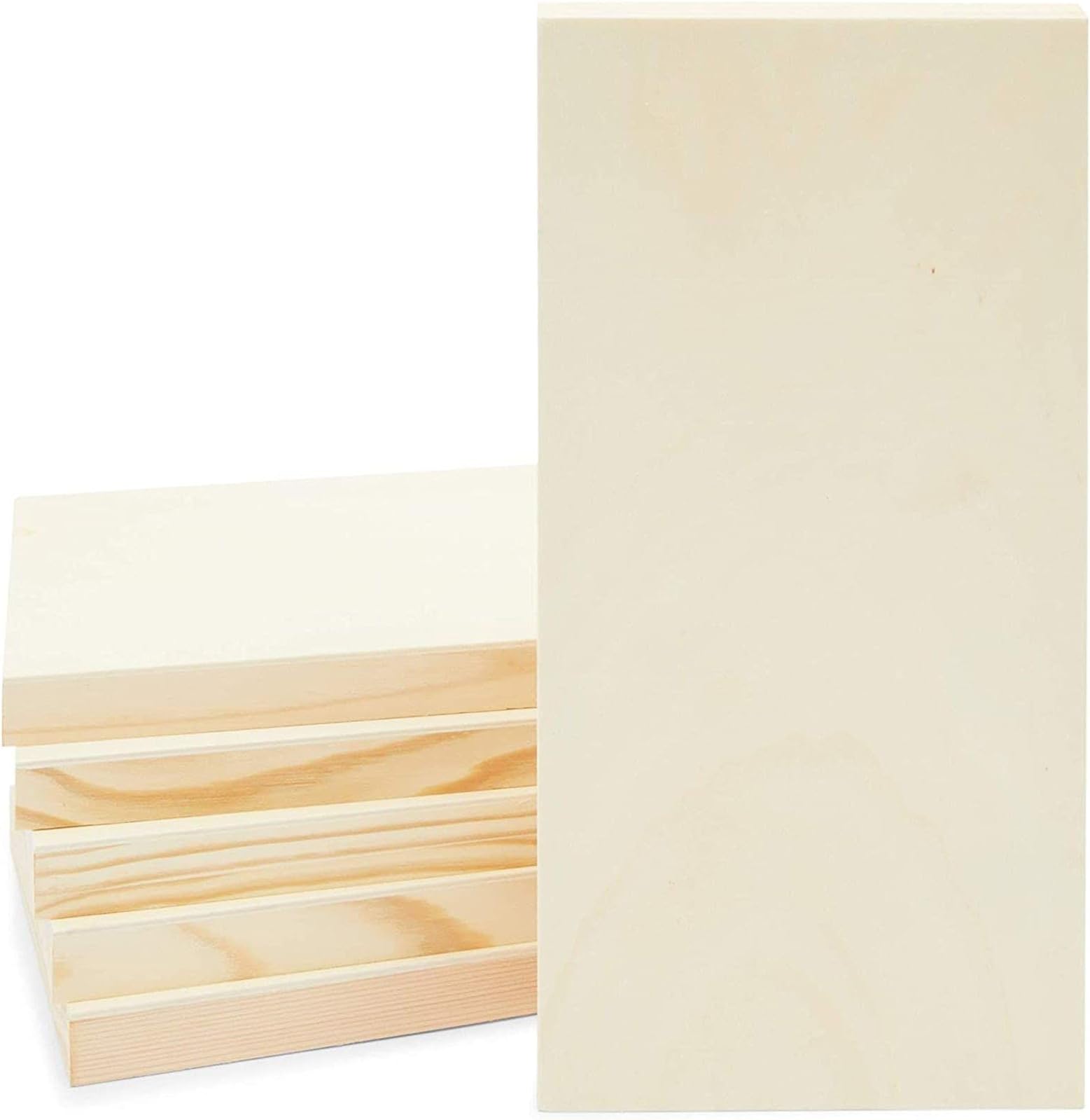 6 Pack Unfinished Wood Canvas Boards for Painting, Blank Deep Cradle 6x12 Panels for Art, Wall Decor (0.85 in Thick)