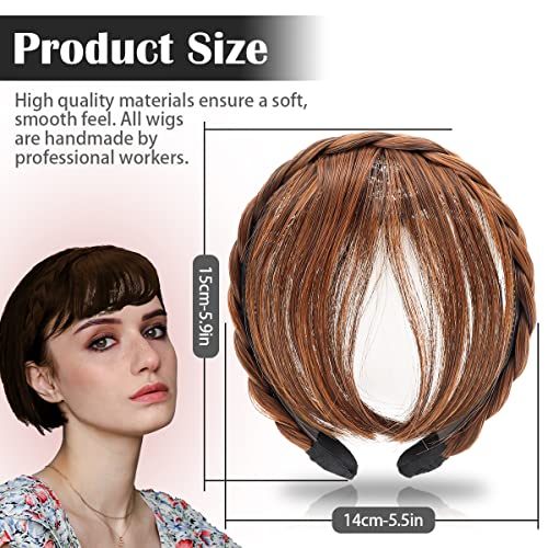 FERCAISH Front Hair Bangs Wigs Headband, French Bangs Fringe Hair Extensions Synthetic Wigs for Women Girls (Light Brown - Image 2
