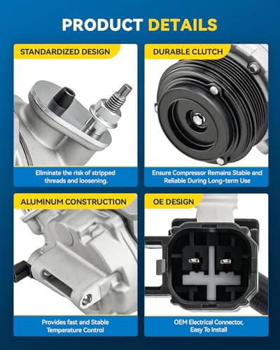 Image of PHILTOP Air Conditioner AC Compressor for Ford Edge 2015-2018 3.5L /2.7T,Fusion 2017-2019 2.7T,GT 2017-2022,Lincoln MKX 2016-2018,MKZ 2019-2020 2.0T,2017-2020 3.0T,Continental 2017-2020 3.0T /2.7T