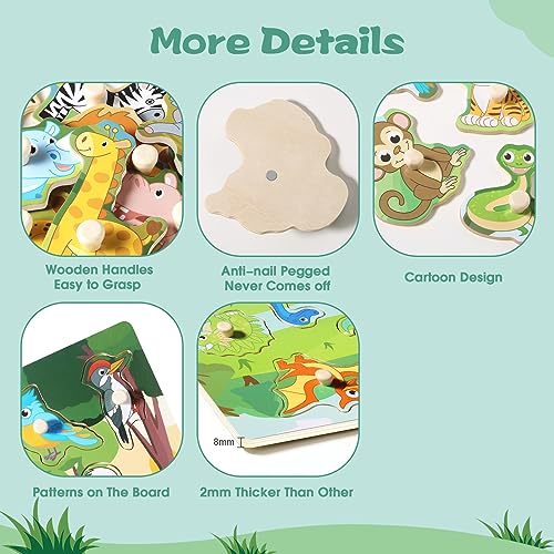 Snapklik.com : Wooden Puzzles For Toddlers 1-3, 6 Pack Peg Puzzles