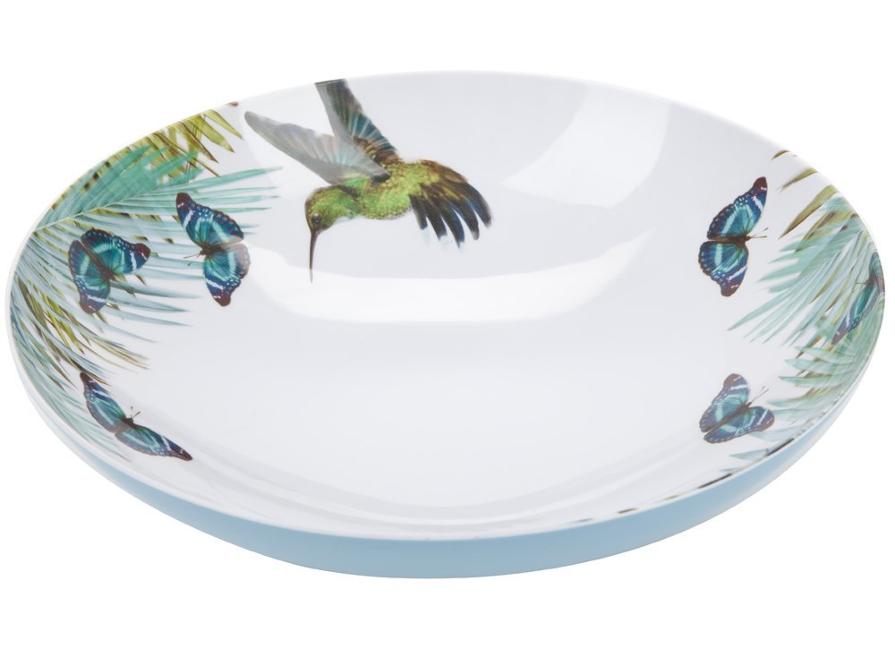 Monsoon Home Hummingbird Melamine Salad Bowl, Blue