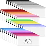 Smarpau A6 Mesh Document Bag, 36PCS Clear Pencil Case Plastic Wallets Zip Lock Bags Storage Pouch File Folder Zipper Bags Document Folders for School, Home, Office and Travel (12 Colours) - Image 1