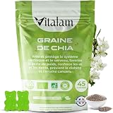 Vitalam Gummies Graine de chia en sachet, Gummies Chia Minceur & Perte de Poids et de Tour de taille, Source de protéines, fibres et OMEGA 3, Complément alimentaire, Sans Sucre, 45 gummies, Goût Pomme