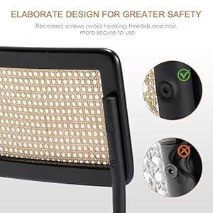 Zesthouse Natural Rattan Bar Stools Set of 2, 26'' Upholstered Boucle Fabric Barstools with Solid Wood Back, Modern Counter Height Chairs for Kitchen Island, Mid Century Cantilevered Design, Black Zesthouse Natural Rattan Bar Stools Set of 2 26 Upholstered Boucle Fabric Barstools with Solid Wood Back Modern Counter Height Chairs for Kitchen Island Mid Century Cantilevered Design Black