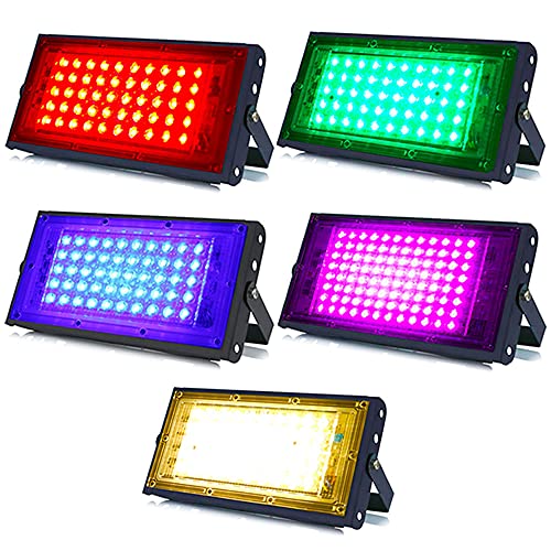Image of MLD 10w Led Flood Lights IP66 Waterproof Indoor Outdoor Led Brick Focus Street Light Multi color Combo Set | Red, Green, Blue, Pink, Yellow| Pack of 5