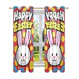 Happy Easter Rabbit Cartoon Red Black Out Curtains for Bedroom Windows Blackout Curtains 63 Inches Long 2 Panels decoración para cuartos 63x42