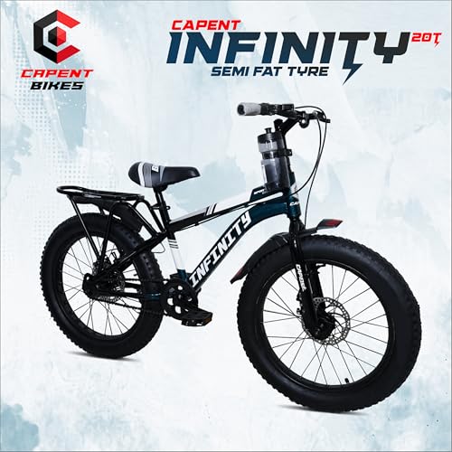 Image of CAPENT Infinity 20 * 300 Fat Tyre Bicycle for Kids, 20 Inch Wheels, Dual Disc Brakes, Rigid Fork, Ages 7-10 Years Boys - Girls (Blueish)