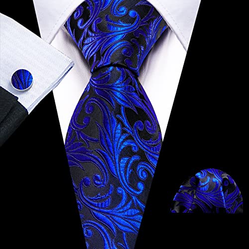 Image of Barry.Wang Paisley Tie Fashion Set Hanky Cufflinks Neckties for Men Woven Silk