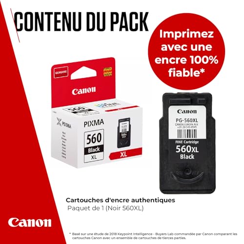 Canon Cartouche Encre - PG-560XL Cartouche d'encre Noire Authentique à Haut rendement pour imprimante - Imprime jusqu'à 400 Pages A4 (1 x Cartouche)