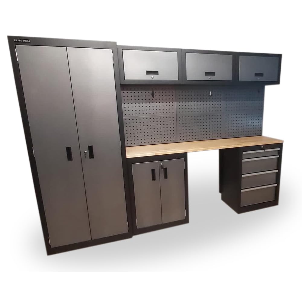 US PRO GARAGE STORAGE SYSTEM TOOL CHEST CABINET BOX GREY/BLACK
