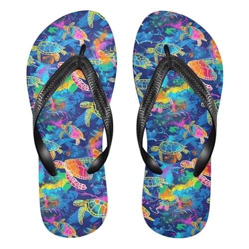 siphylline Chanclas de goma antideslizantes para hombre, diseño de tortuga psicodélica, para fiestas, Psychedelic Turtle Sea Dreamy, Medium