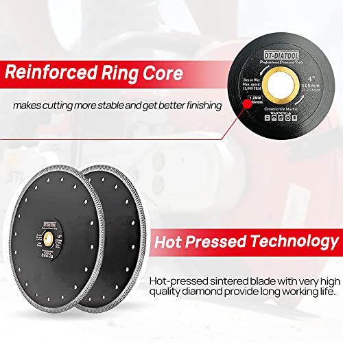 Dt-Diatool Diamond Tile Blade 10 Inch Diamond Turbo X Mesh Rim Segement Circular Saw Blade For Procelain Ceramic Stoneware Marble Granite Fits 5/8"-7/8" Arbor #TOP3