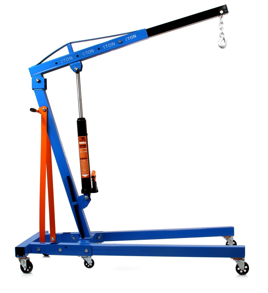 IMJ-Global Grue d'atelier 2 tonnes modèle M80405C avec bras réglable à 4 niveaux (500–2000 kg), levage jusqu'à 2270 mm, structure robuste et pliable avec chaîne et crochet inclus