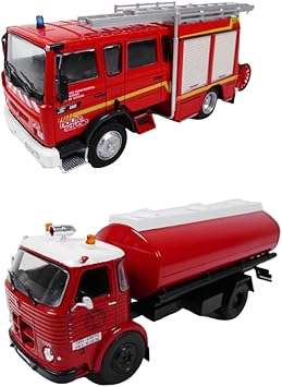 OPO 10 - Lote de 2 Camiones de Bomberos 1/43 compatibles con Renault Vi S 180 + Pegaso Comet 1095 / P02+P12