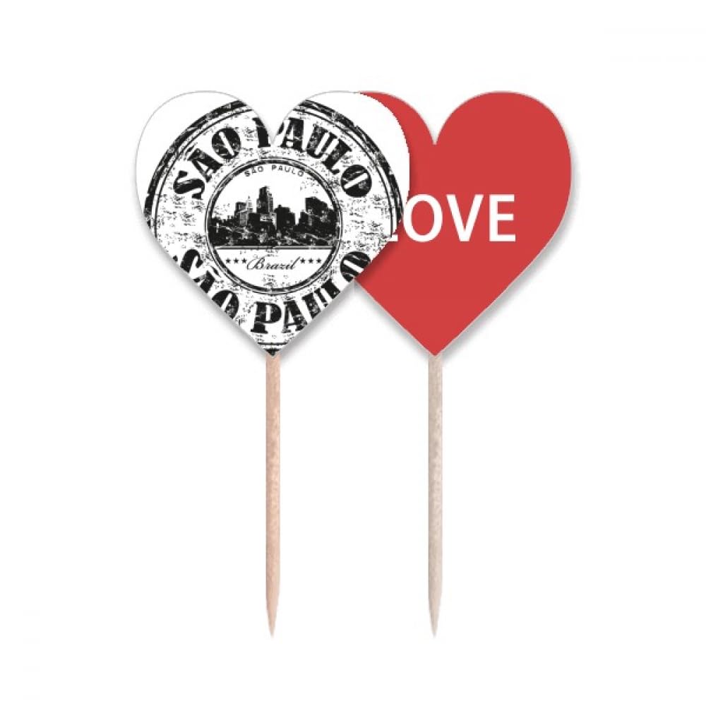 Cure-dents Drapeau Brésil et Cupcake Picks Coeur pour Décoration de Buffet