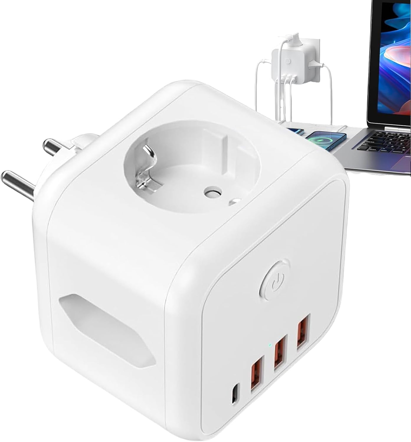 Prolunga Presa,Caricabatterie Leggero con 3 Porte USB | 3 Uscite CA,Per Famiglia Amici Uffici Casa Viaggio Cucina Camera da Comodini Bagno