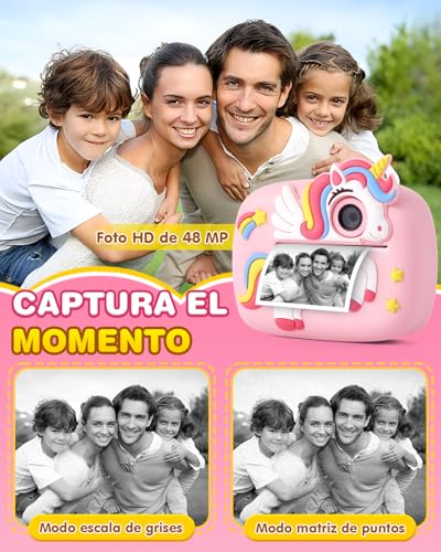 Miniatura 4 de Camara Fotos Infantil Instantanea, 48mp 1080p Cámara Instantánea Para Niños Con Tarjeta De 32g Y 4 Rollos Impresora, Maquina Fotografia Instanea Regalo De Juguete Para Criança De 3 A 12 Años