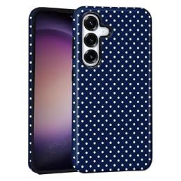 Pajony Cases for Samsung Galaxy S23, Aesthetic Navy Blue Polka Dot Cover, Hard Hybrid 2-Layer Design, Protective Scratch Resistant Slim Shell
