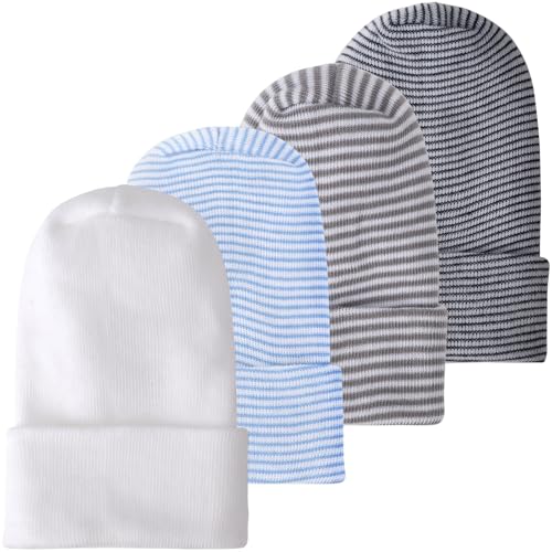 Image of Newborn Baby Girl Hats Soft No Scratch Cotton Toddler Infant Beanie Caps Newborn Hospital Hat for Boy Girl 0-6 Months
