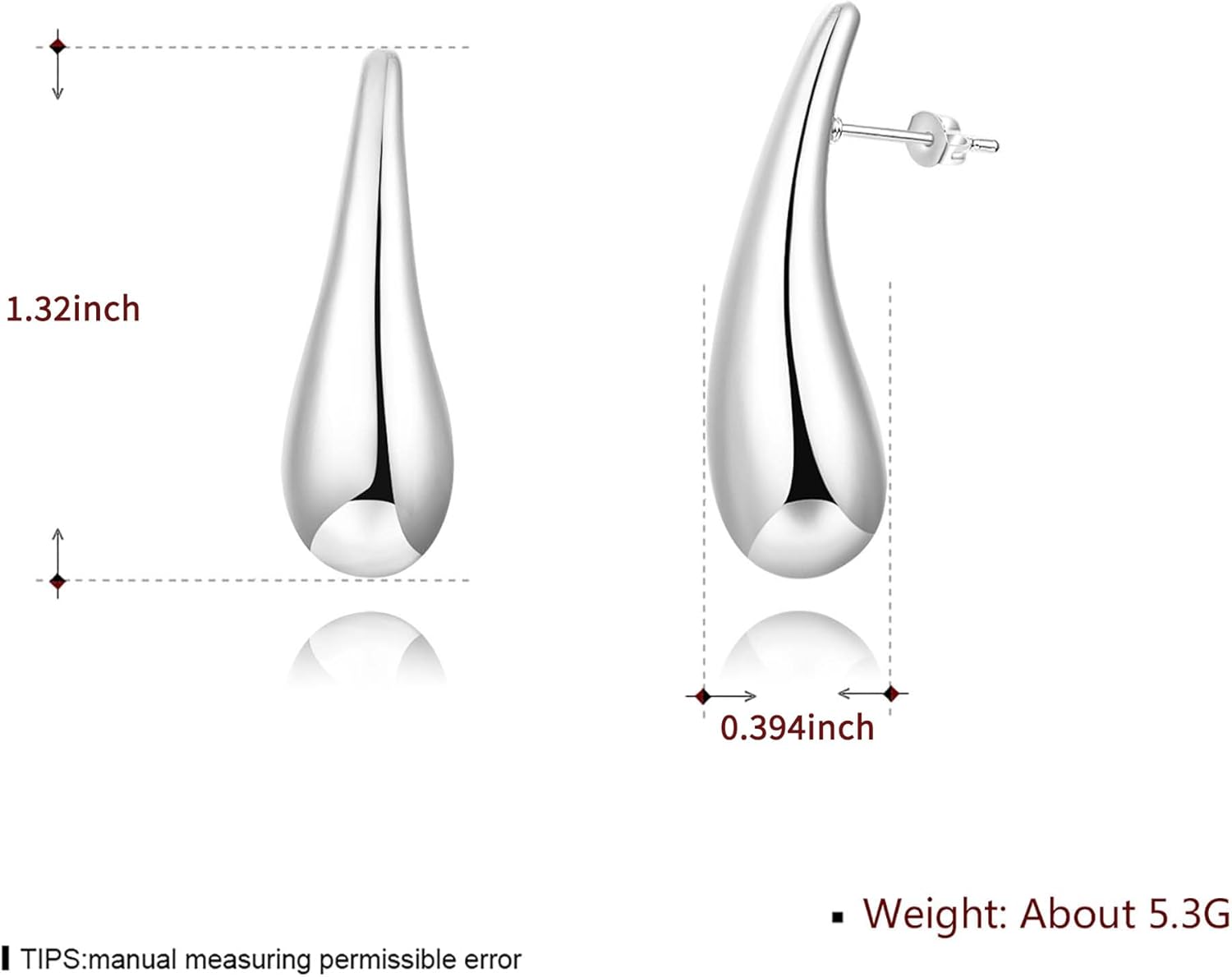 14K Gold Plated Chunky Teardrop Earrings,925 Sterling Silver Post Lightweight Drop Earrings for Women Trendy Fashion Jewelry - Image 2