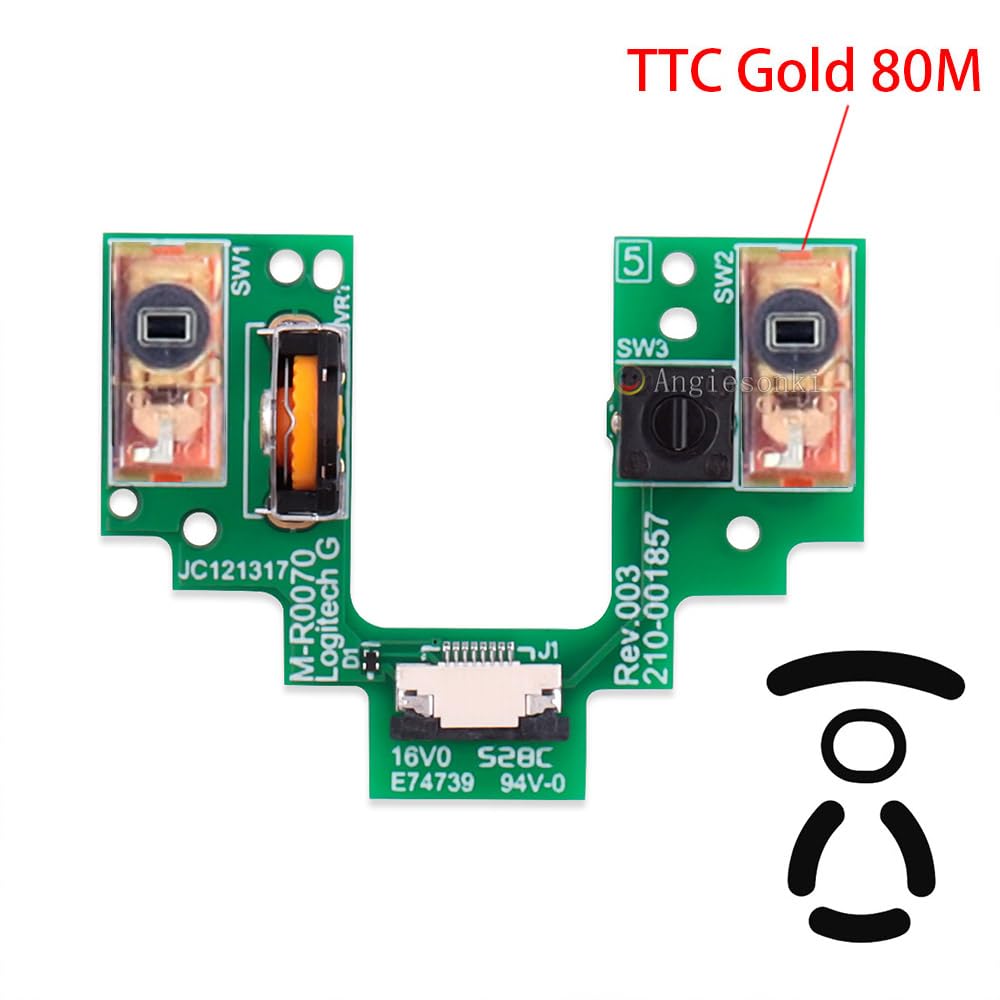 Switch Wheel Encoder Button Board Motherboard Microswitch Platte Maus Reparaturteile mit Mausfüßen Ersatz für Logitech G Pro Wireless GPW Wireless Gaming Maus (TTC Gold 80M)