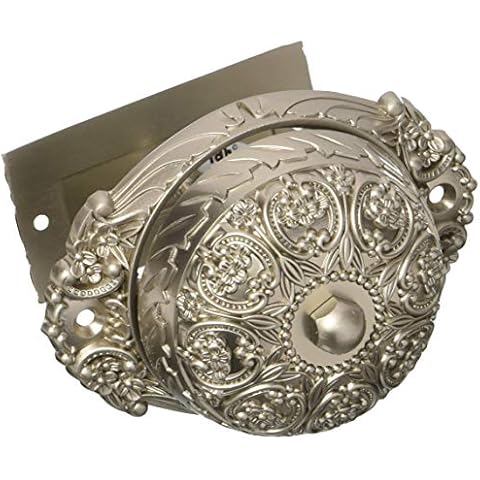 IDH by St. Simons 18055-015 Ornate Premium Quality Solid Brass Twist Bell with Key Plate, Satin Nickel Cover