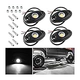 Rock Lights for Trucks, 4 Pods LED Rock Lights, IP67 Waterproof Neon Rock Lights Kits for Pickup ATV Off Road SUV, High Brightness Multifunction Underglow Lighting Glow Trail Rig Lamp (White)