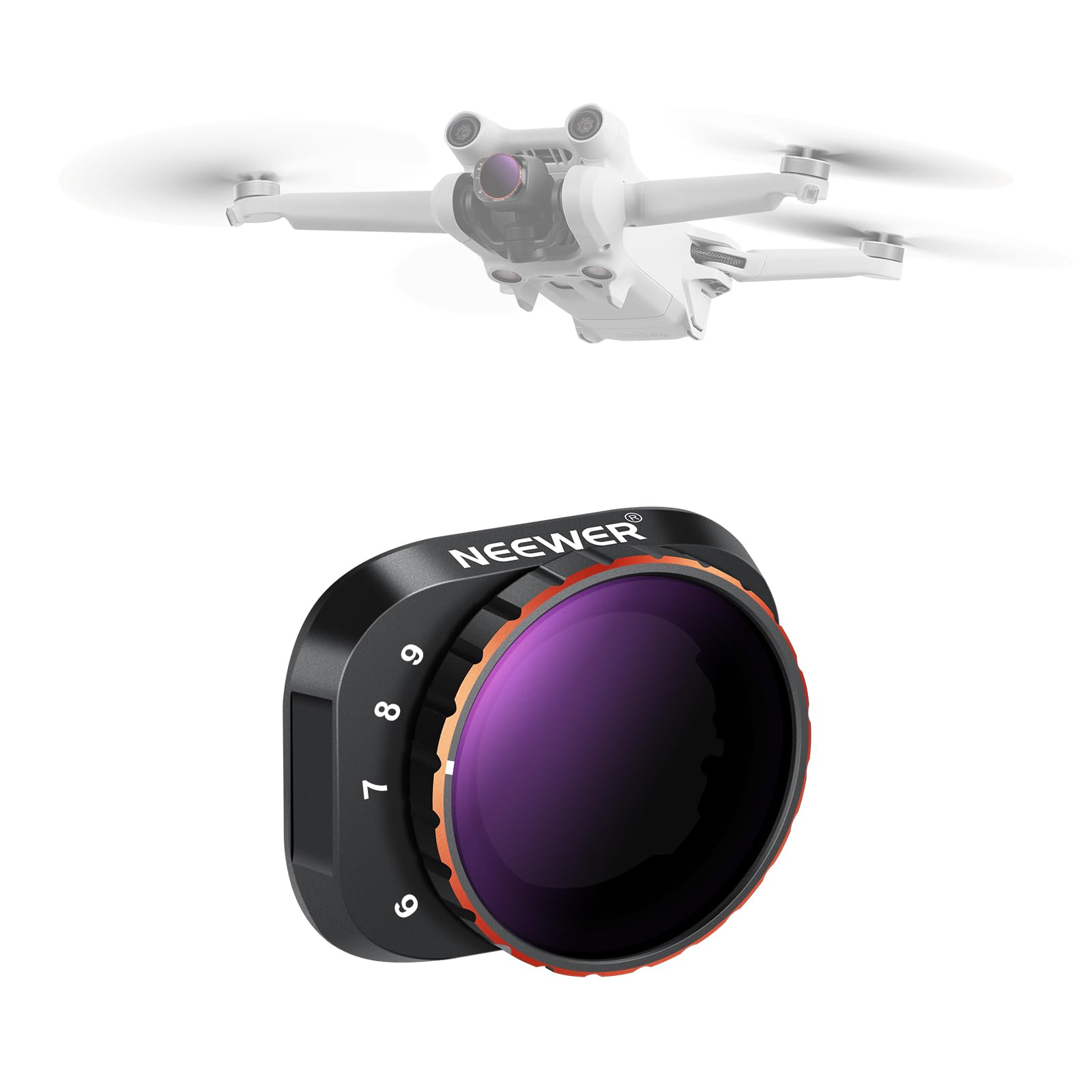 NEEWER Variable ND Filter Compatible with DJI Mini 3 / Mini 3 Pro, ND32-512 5-9 Stops Snap On Multicoated HD Optical Glass Slim Drone Camera Lens Aerial Video Photography Accessories — image 1