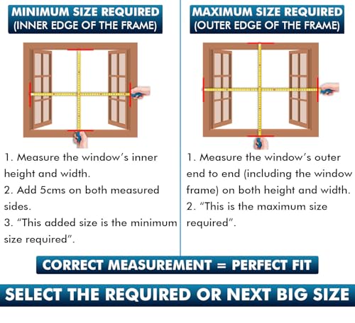 Image of LifeKrafts Standard Size Pre-Stitched Polyester Window Mosquito Net | 80 GSM, Readymade with Self-Adhesive Hook Tape | Fits All Window Types | 60x180cm /24x71 Inches /1.97x5.91 Feet, Color-Grey
