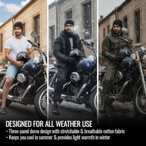 Image of Slovic Helmet Skull Cap for Men [Pack of 2] | Hair Cover Beanie Cap for Men | Lightweight & Washable Helmet Cap for Bike | Cycle & Bike Accessories all | Ideal for Biking, Cycling & Sports | Free Size
