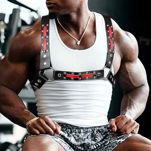 Fstrend Men's Harness Chest Belts Leather Shoulder Strap Rivets Fashion Rave Body Accessory3