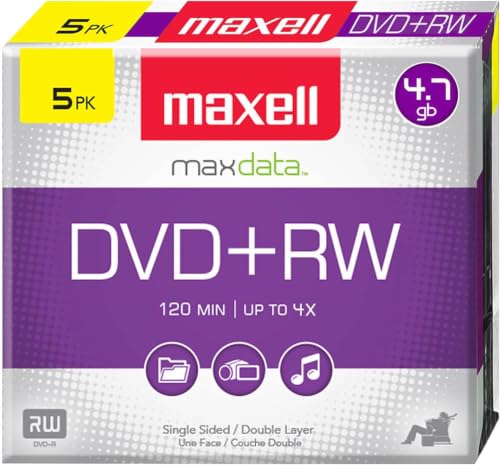 Image of Maxell 634045 DVD-RW Rewritable, 4.7GB, Slim Jewel Case (Pack of 25)