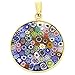 GlassOfVenice Murano Glass Millefiori Pendant Multicolor in Gold-Plated Frame 7/8"