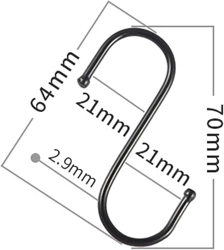 Miniatura 2 de Paquete de 10 ganchos en forma de S para baño, dormitorio, oficina y cocina (negro y pequeño)