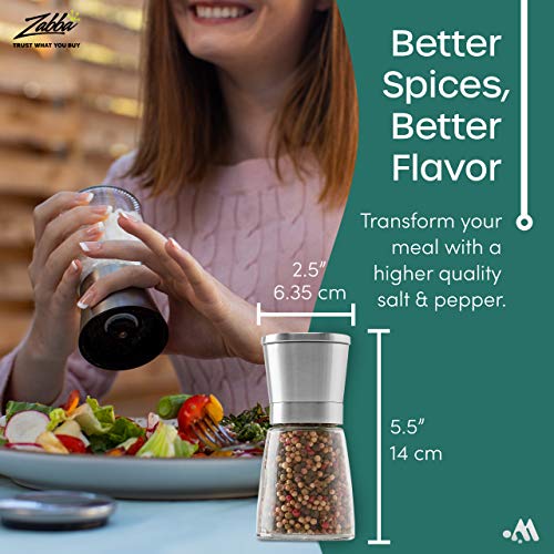 Modetro Salt And Pepper Grinder - Refillable Stainless Steel And Glass Salt & Pepper Mill (1-Pack) #TOP4