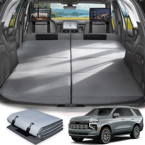 Car Bed for Chevy Tahoe, Foldable Non-Inflatable Memory Foam Camping Mattress, Thickened Portable SUV Trunk Sleeping Pad, Air Mattress Upgrade for Camping & Travel Essentials, Outdoor Sleeping Bed